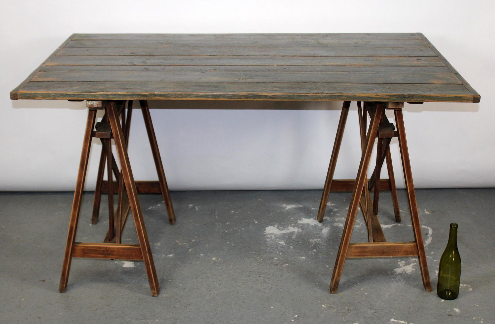 French architects desk with painted pine plank top (1 of 7)