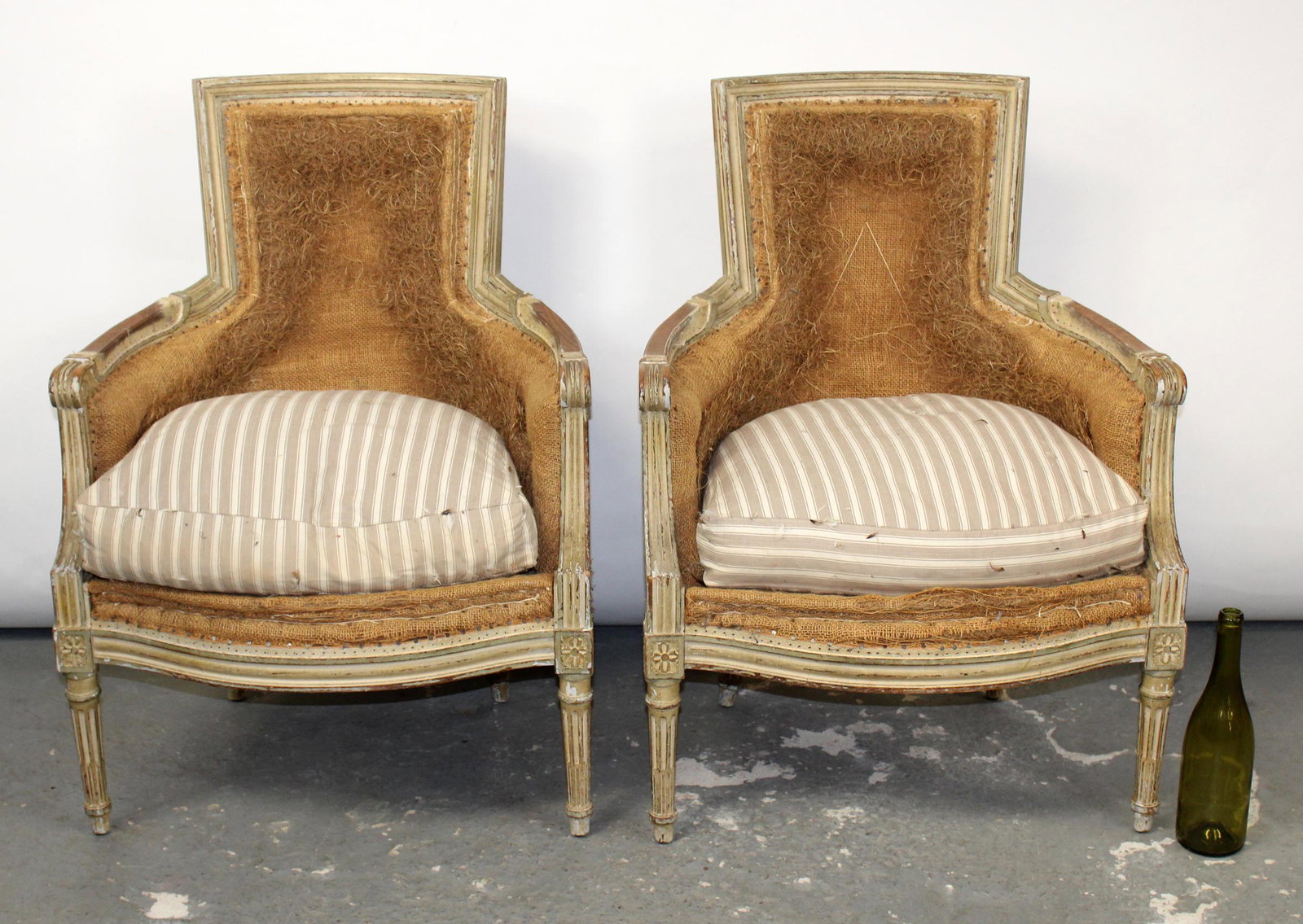 Pair of French Louis XVI style bergere armchairs (1 of 9)