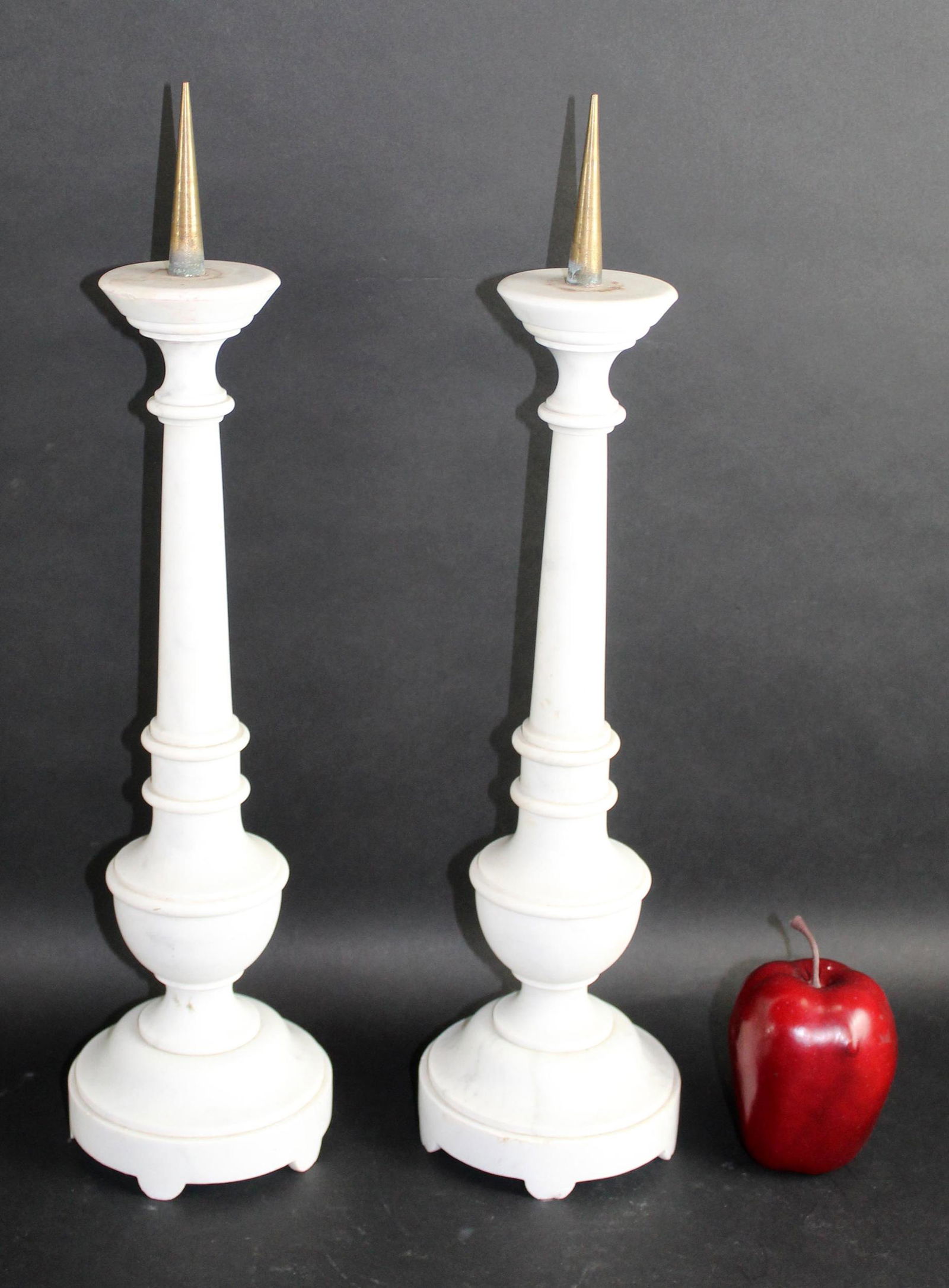 Pair of French marble altar candlesticks (1 of 6)