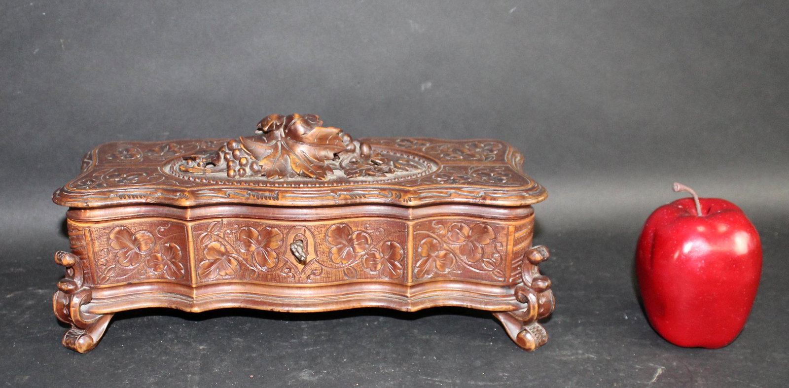 French Black Forest carved dresser box (1 of 9)