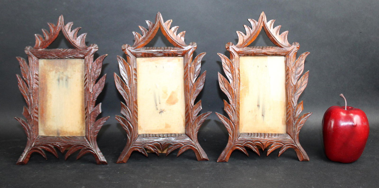 Set of 3 French Black Forest carved picture frames (1 of 7)
