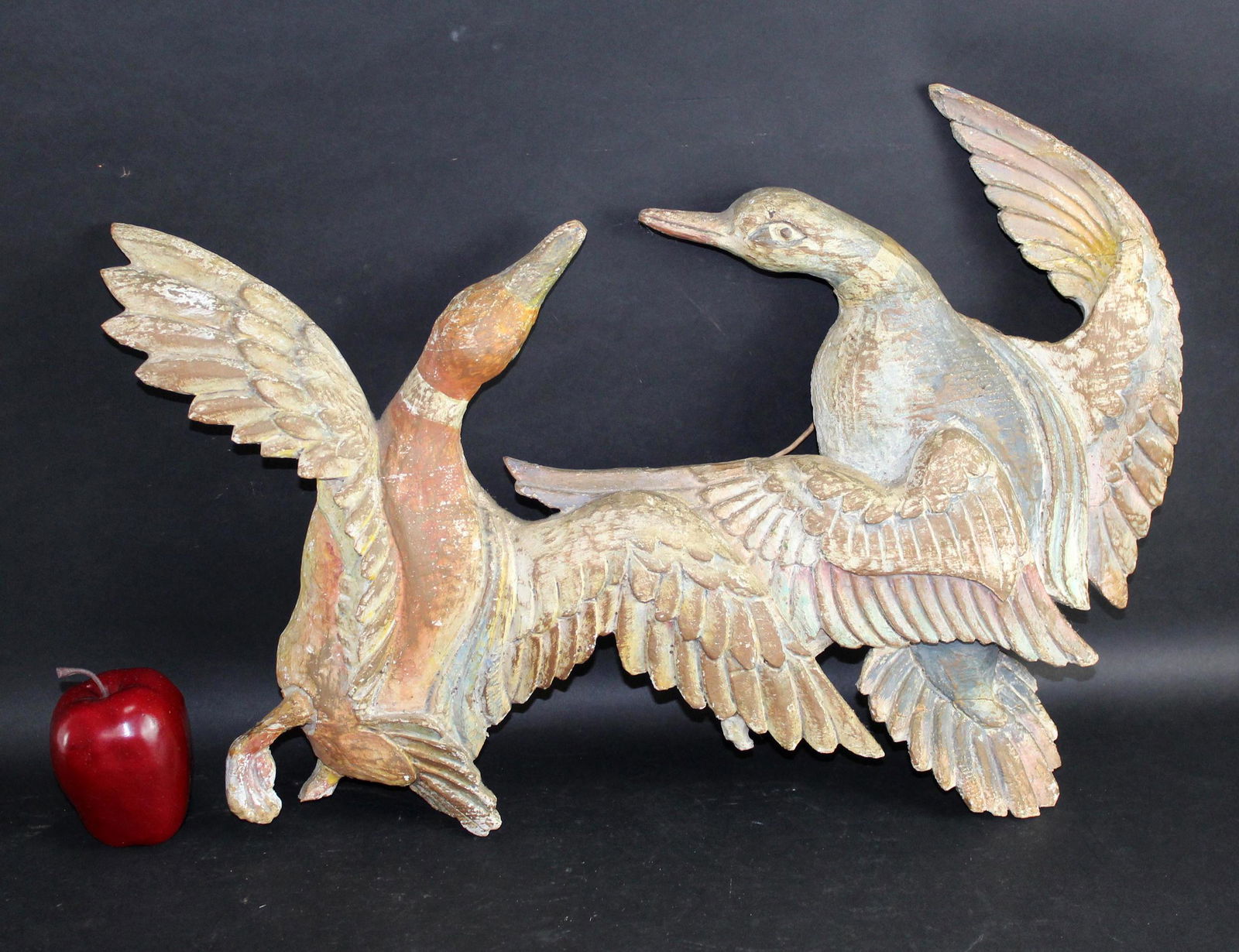 Antique polychrome carved wall hanging (1 of 10)