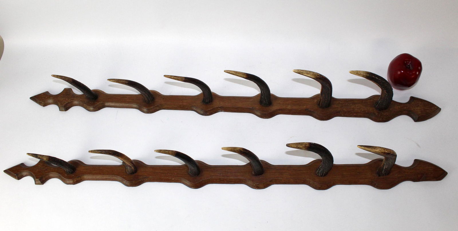 Pair of French oak and organic horn coat racks (1 of 10)