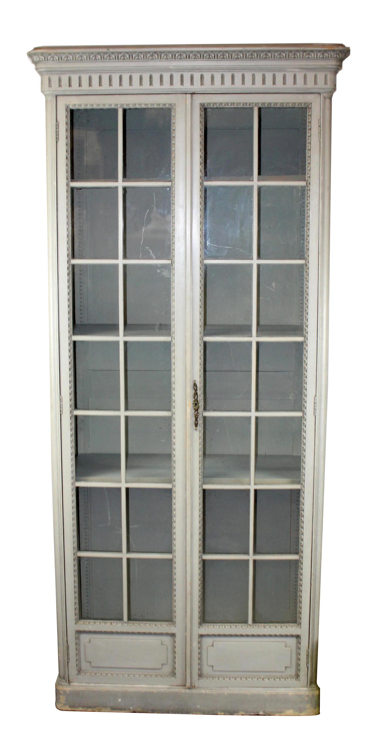 French Louis XVI style paned glass 2 door bookcase (1 of 13)