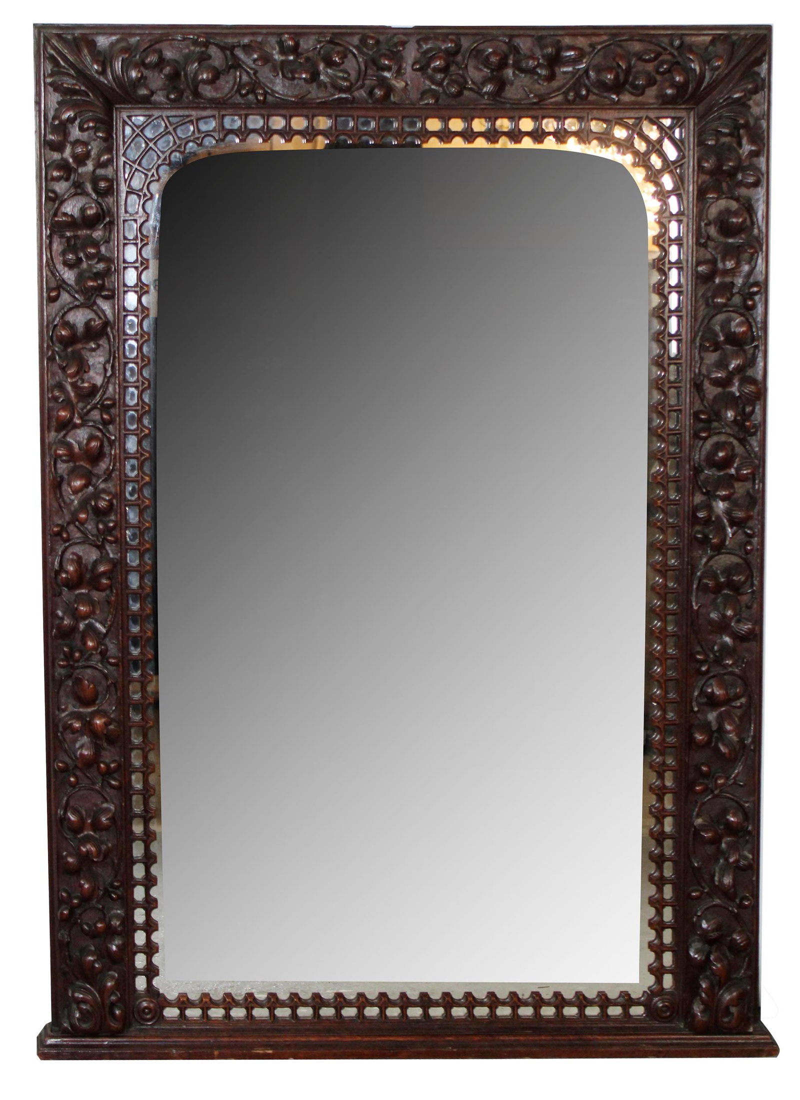 French mirror with relief carved oak leaves (1 of 10)