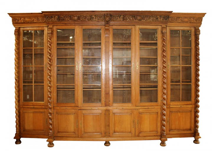 French 6 Door Paned Glass Bookcase