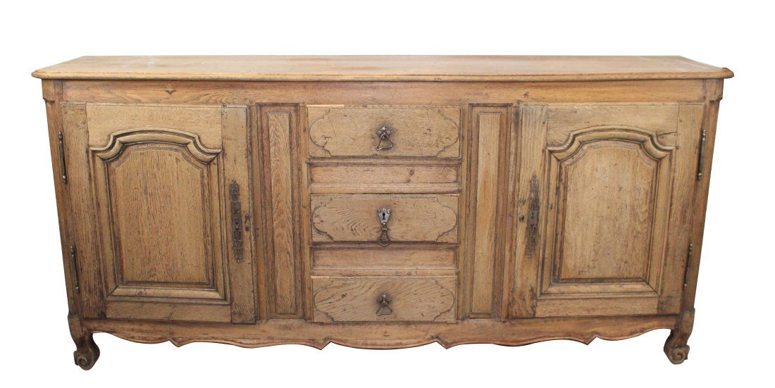 French bleached oak sideboard with center drawers (1 of 10)