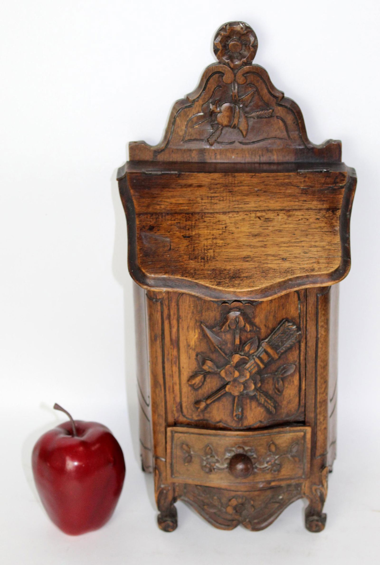 French Provincial carved walnut salt cellar (1 of 8)