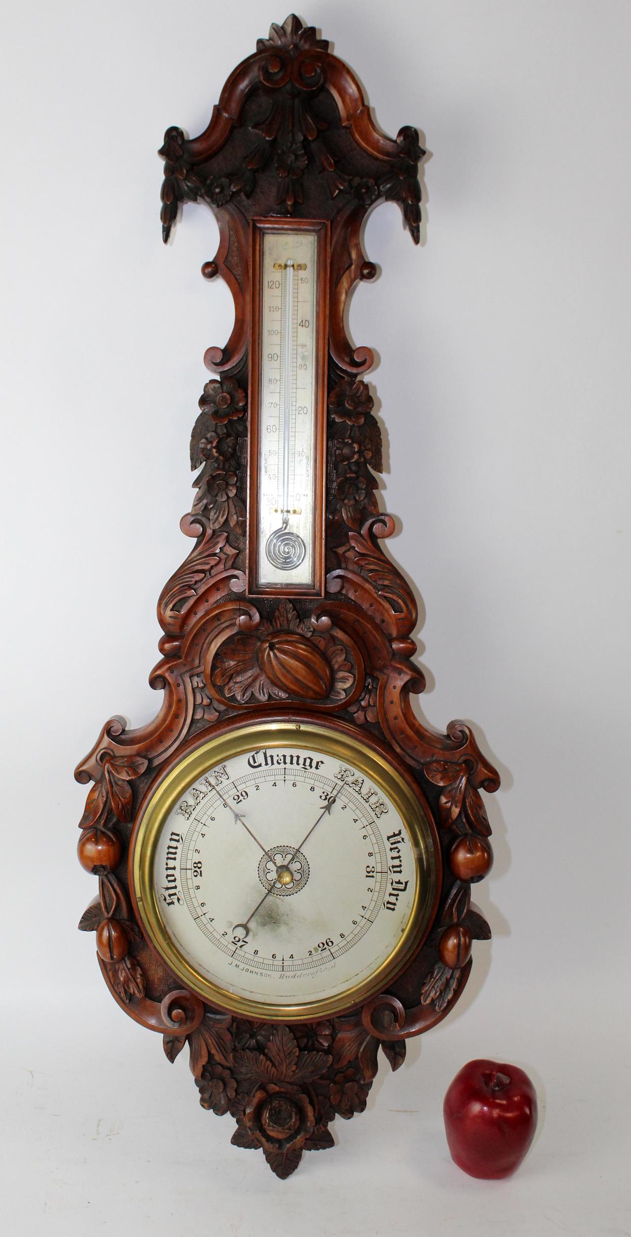 Antique English Huddersfield wheel barometer (1 of 7)