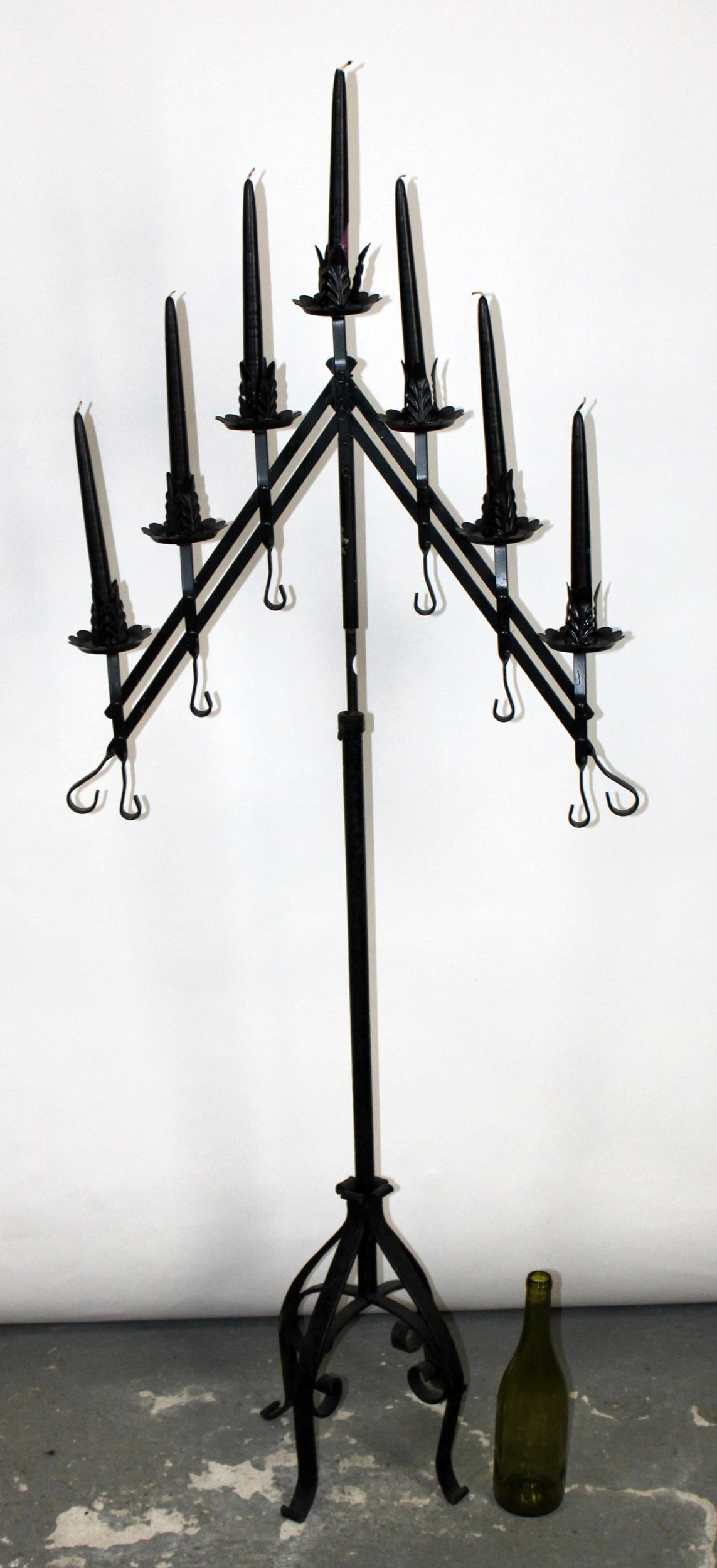 Wrought iron 7 candle torchiere (1 of 9)