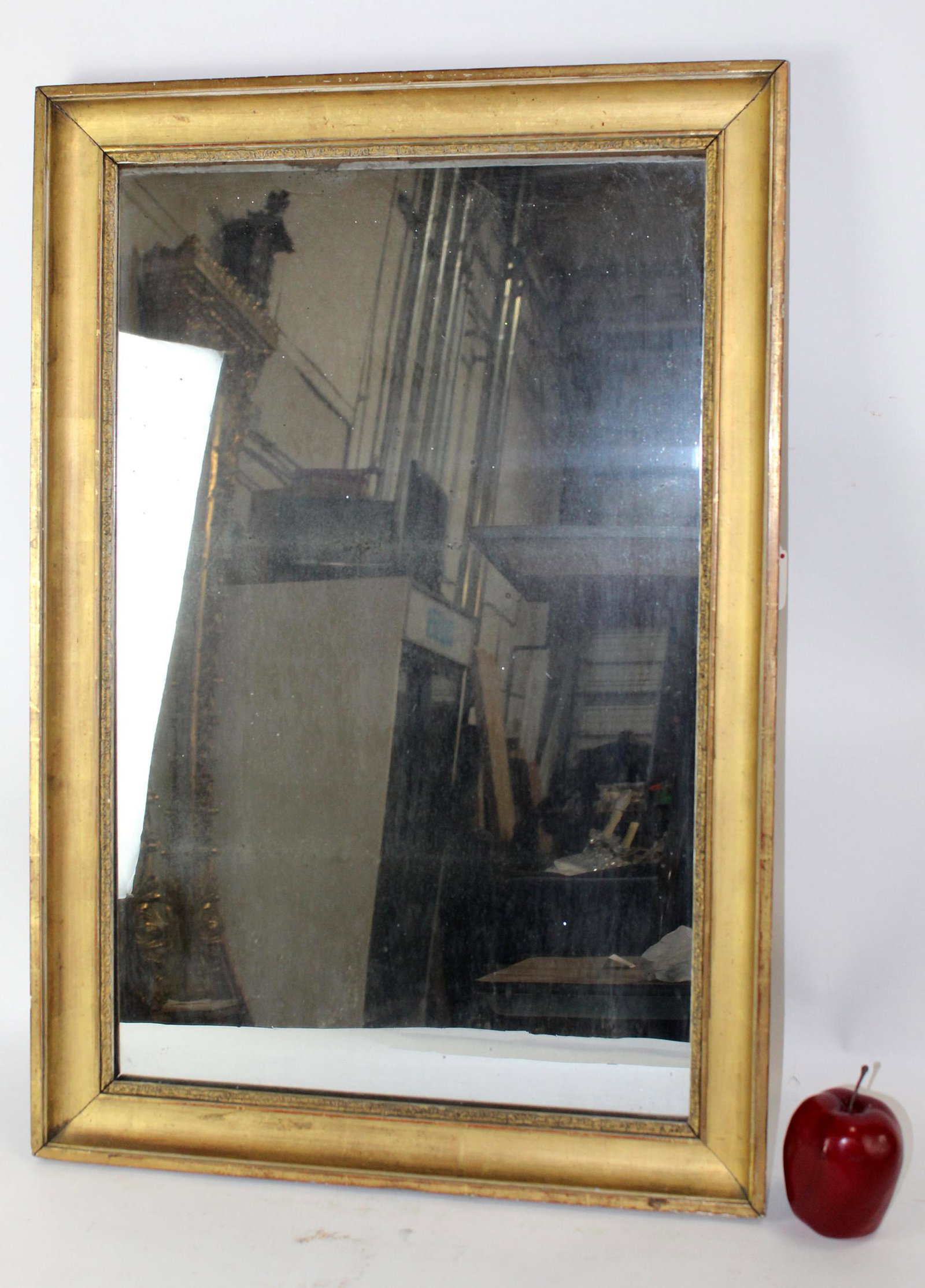Antique French gold leaf rectangular mirror (1 of 8)
