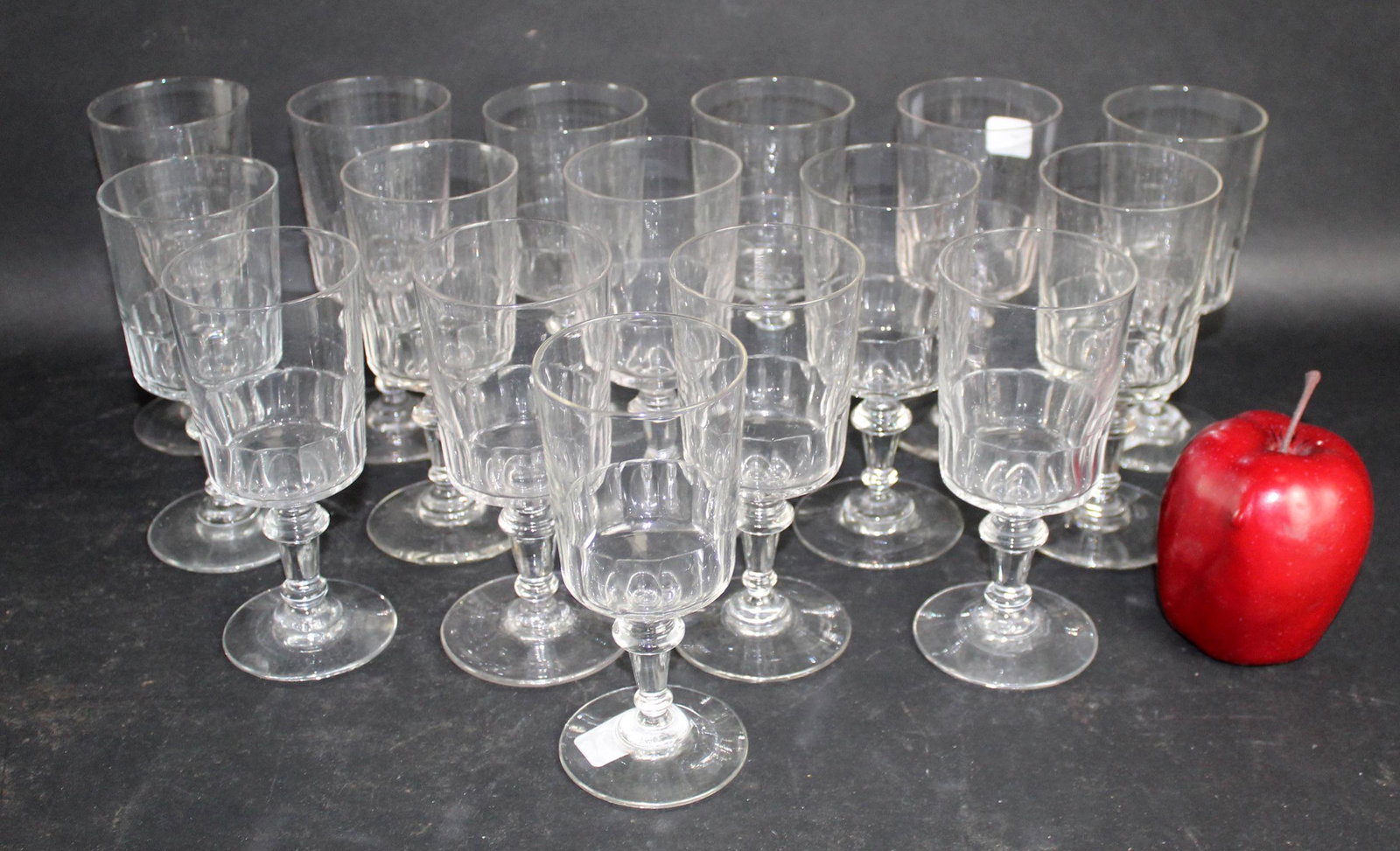 Lot of 16 French glass goblets (1 of 5)