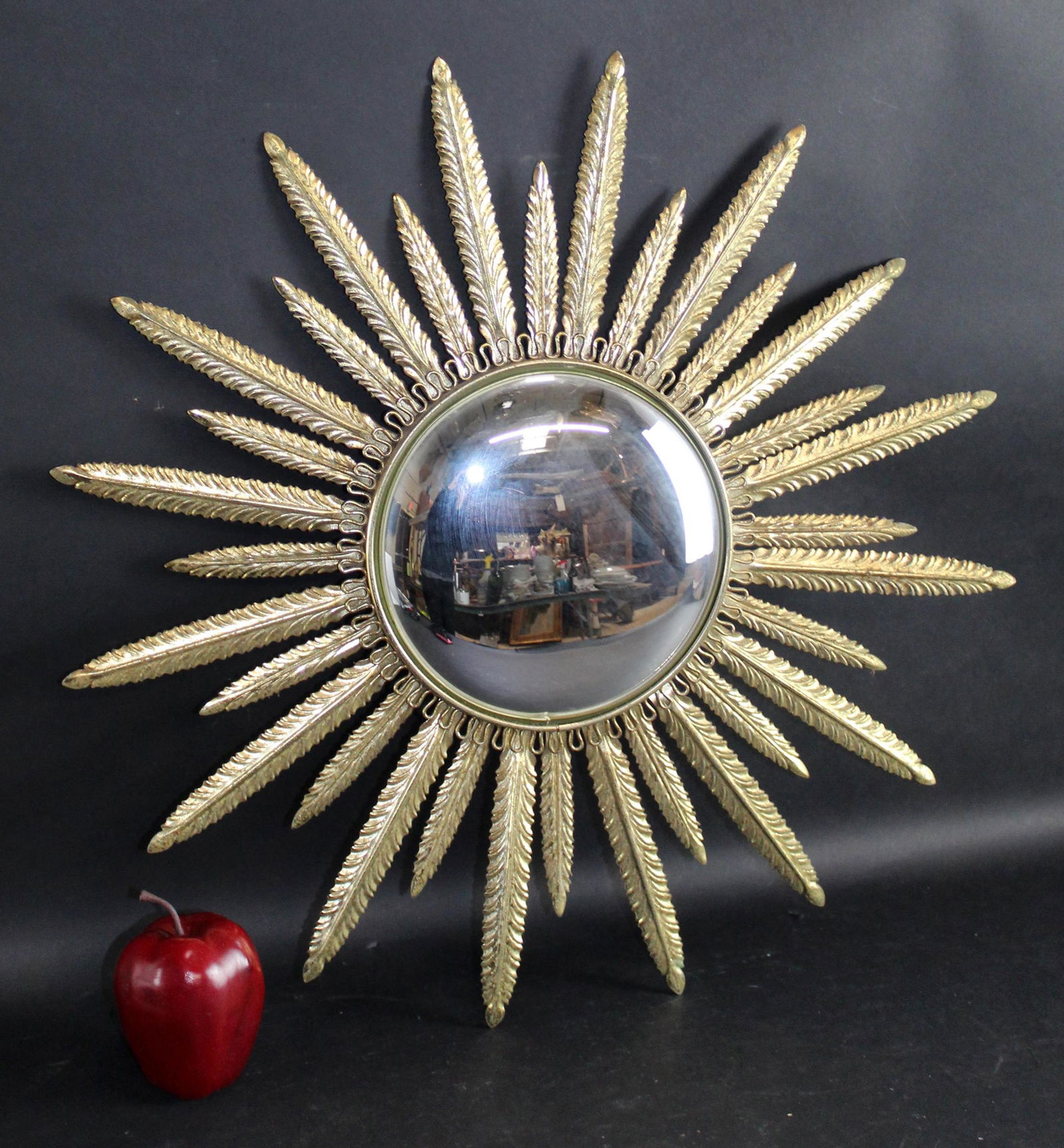 Vintage French gilt metal sunburst mirror (1 of 7)