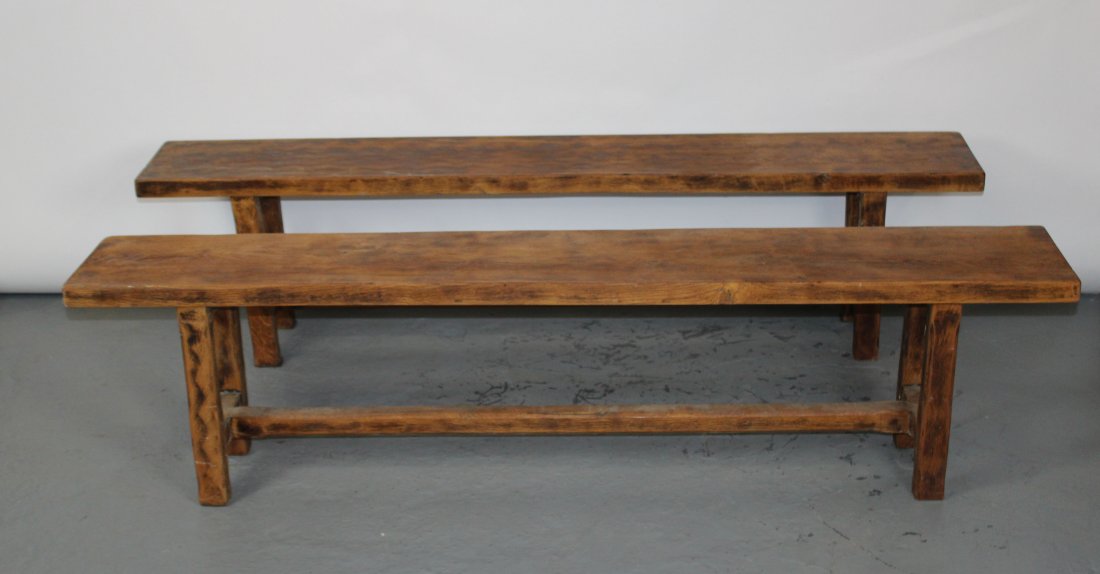 Pair of French oak backless benches (1 of 9)