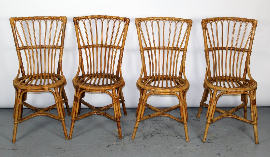 Set of 4 French mid century bamboo side chairs (1 of 6)