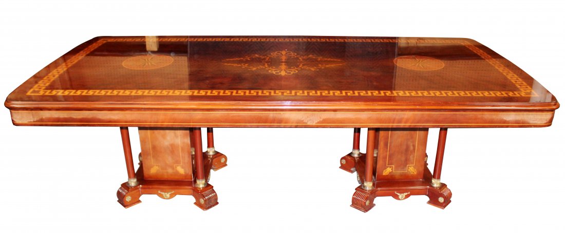Italian double pedestal dining table with Greek key (1 of 10)