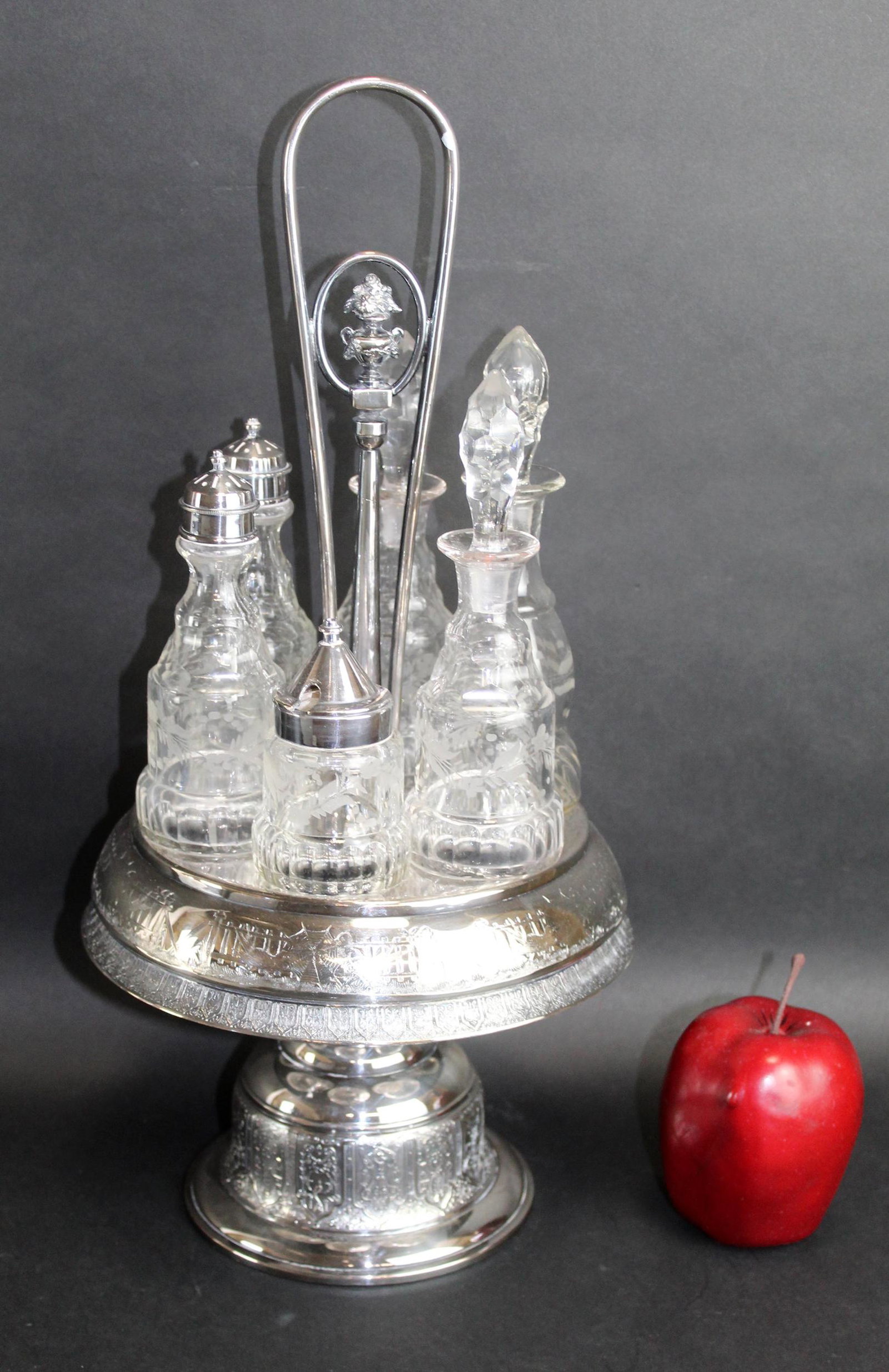 Reed & Barton silverplate and crystal castor set (1 of 9)