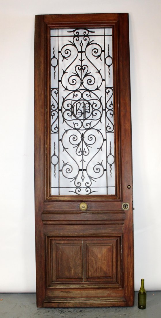 Antique French oak door with iron panel (1 of 11)