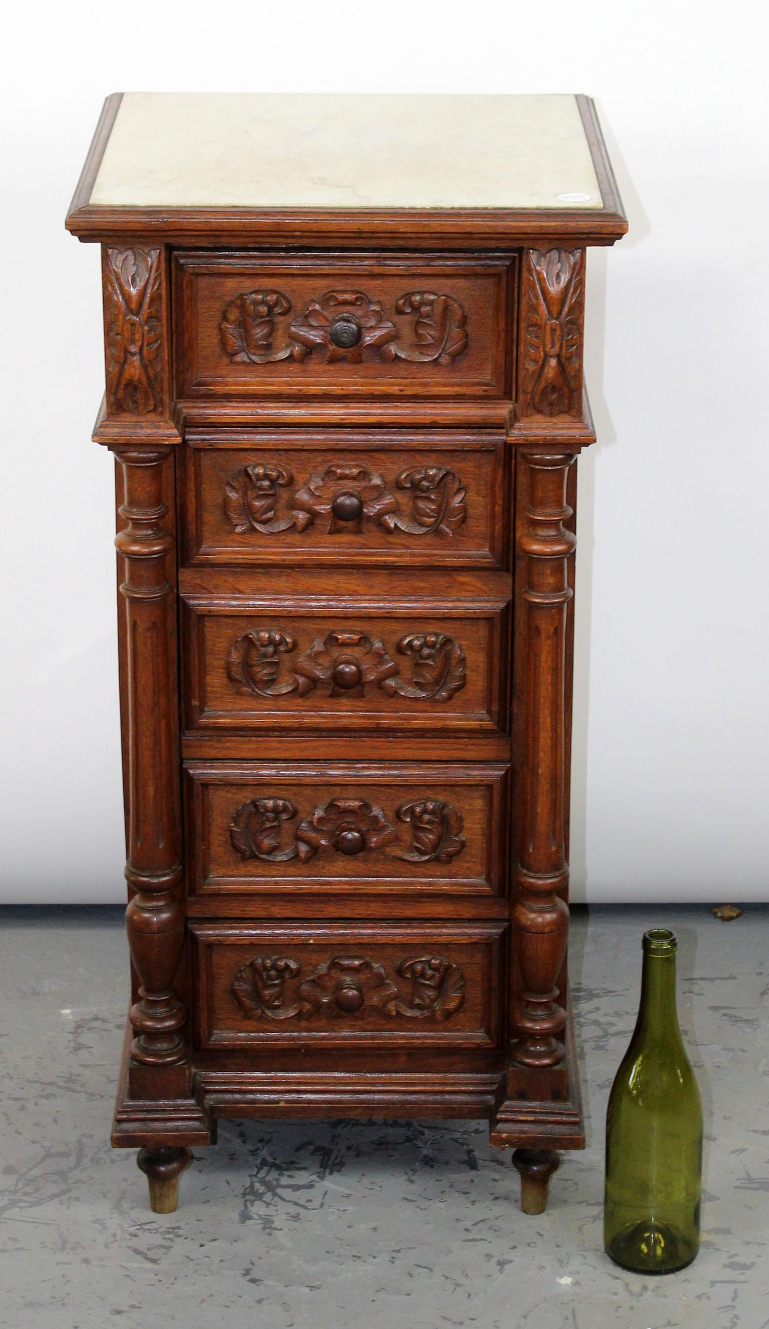 French Henri II carved oak nightstand (1 of 9)
