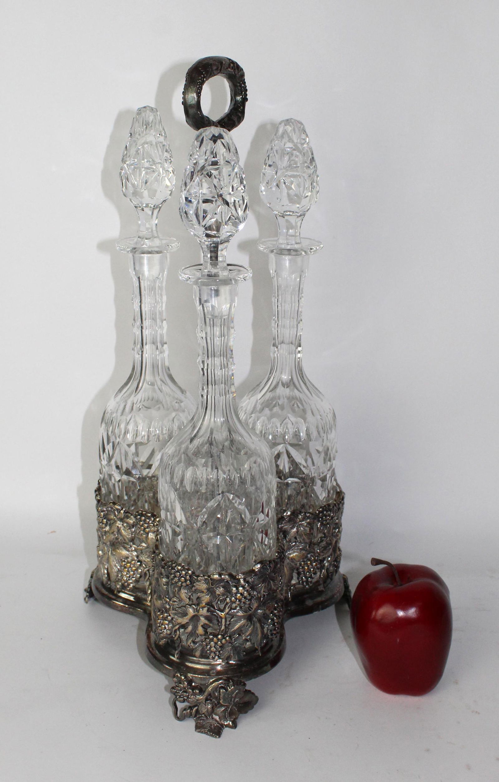 Crystal decanter set in silverplate caddy (1 of 10)