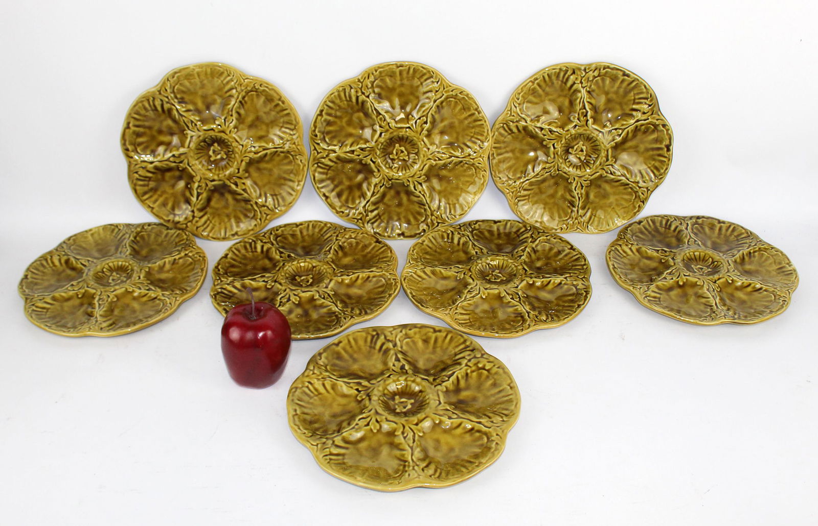 Set of 8 Gien France Majolica oyster plates (1 of 5)
