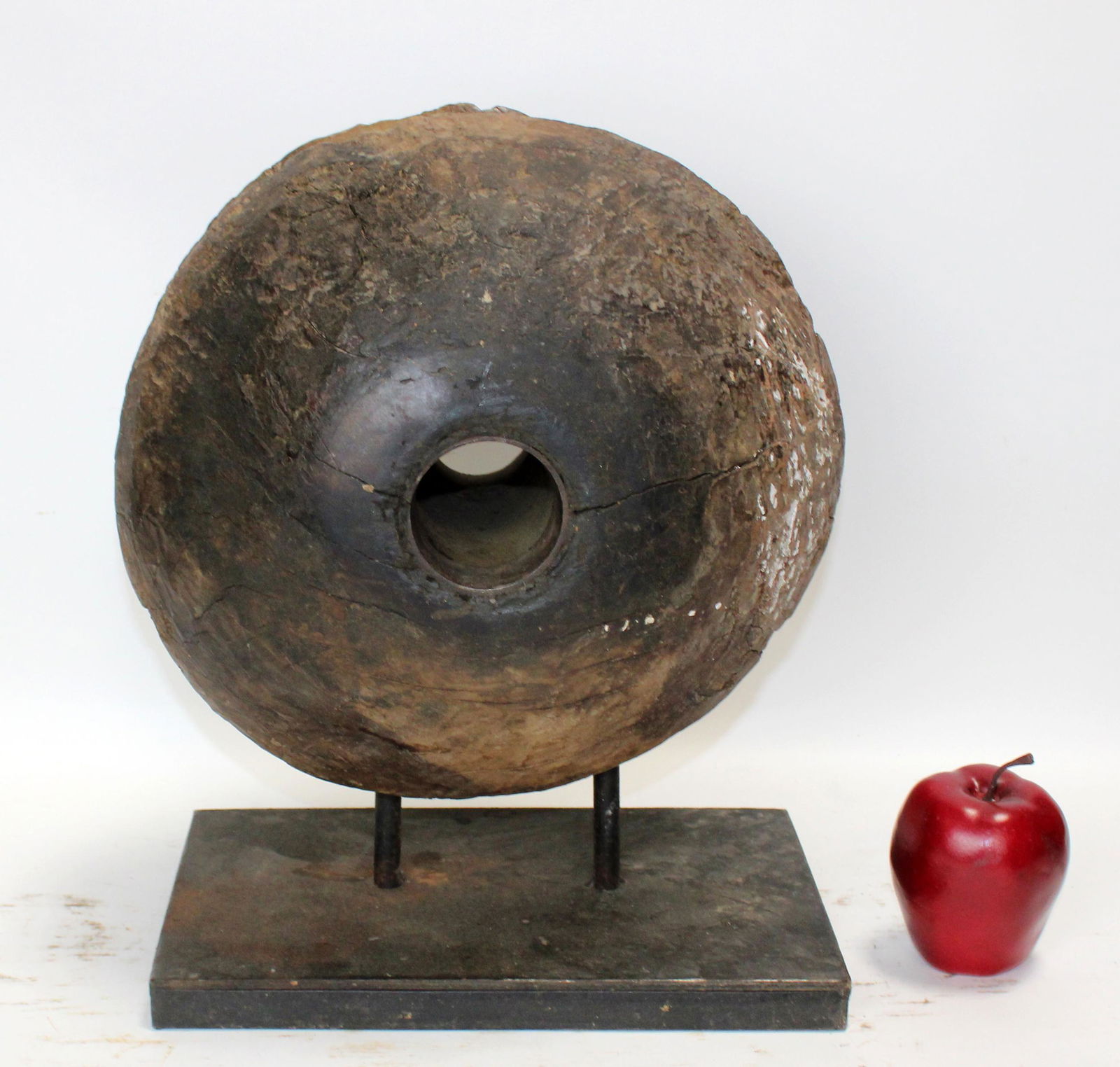 Antique French factory pulley mounted as sculpture (1 of 7)