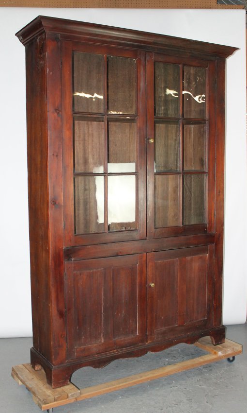 Farmhouse 2 door bookcase with individual paned glass (1 of 8)