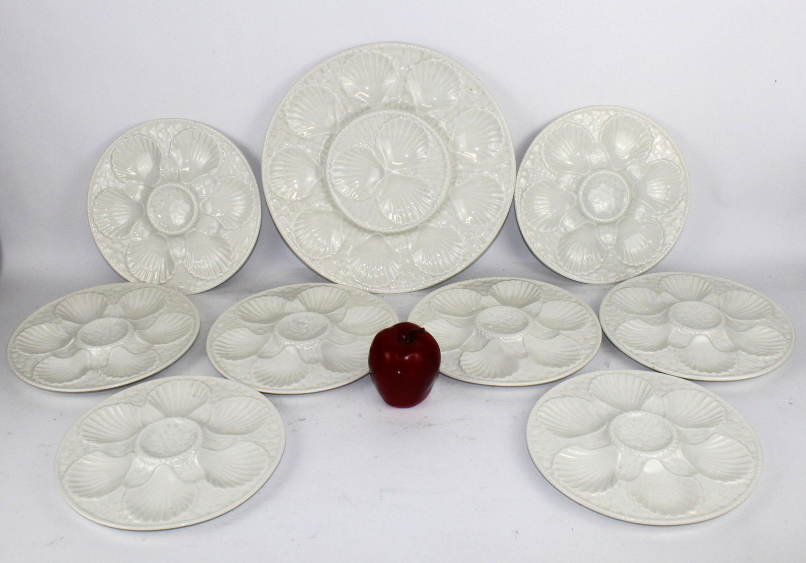 Set of 8 French Longchamp oyster plates with platter (1 of 6)