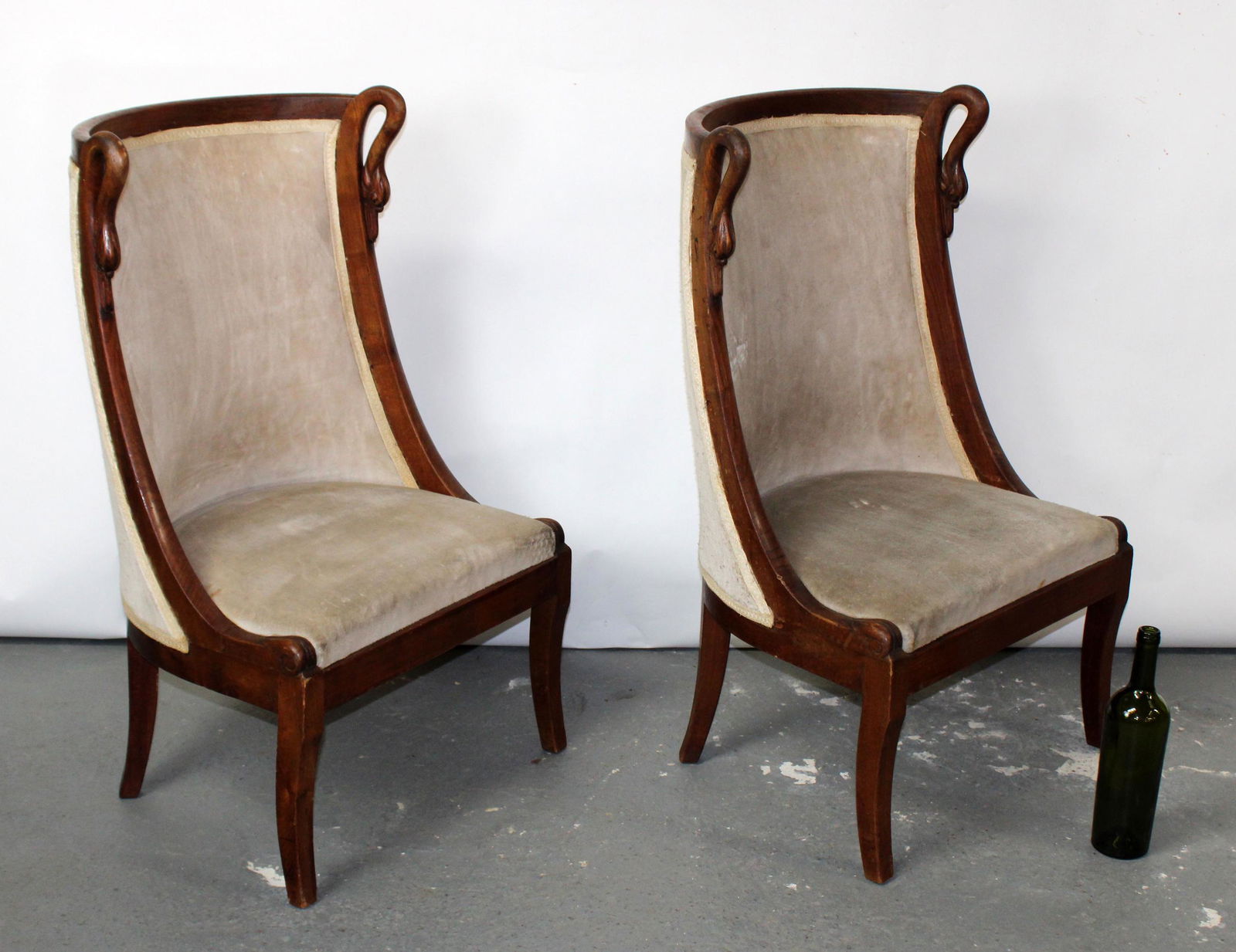 Pair of French Empire style walnut bergere chairs (1 of 11)