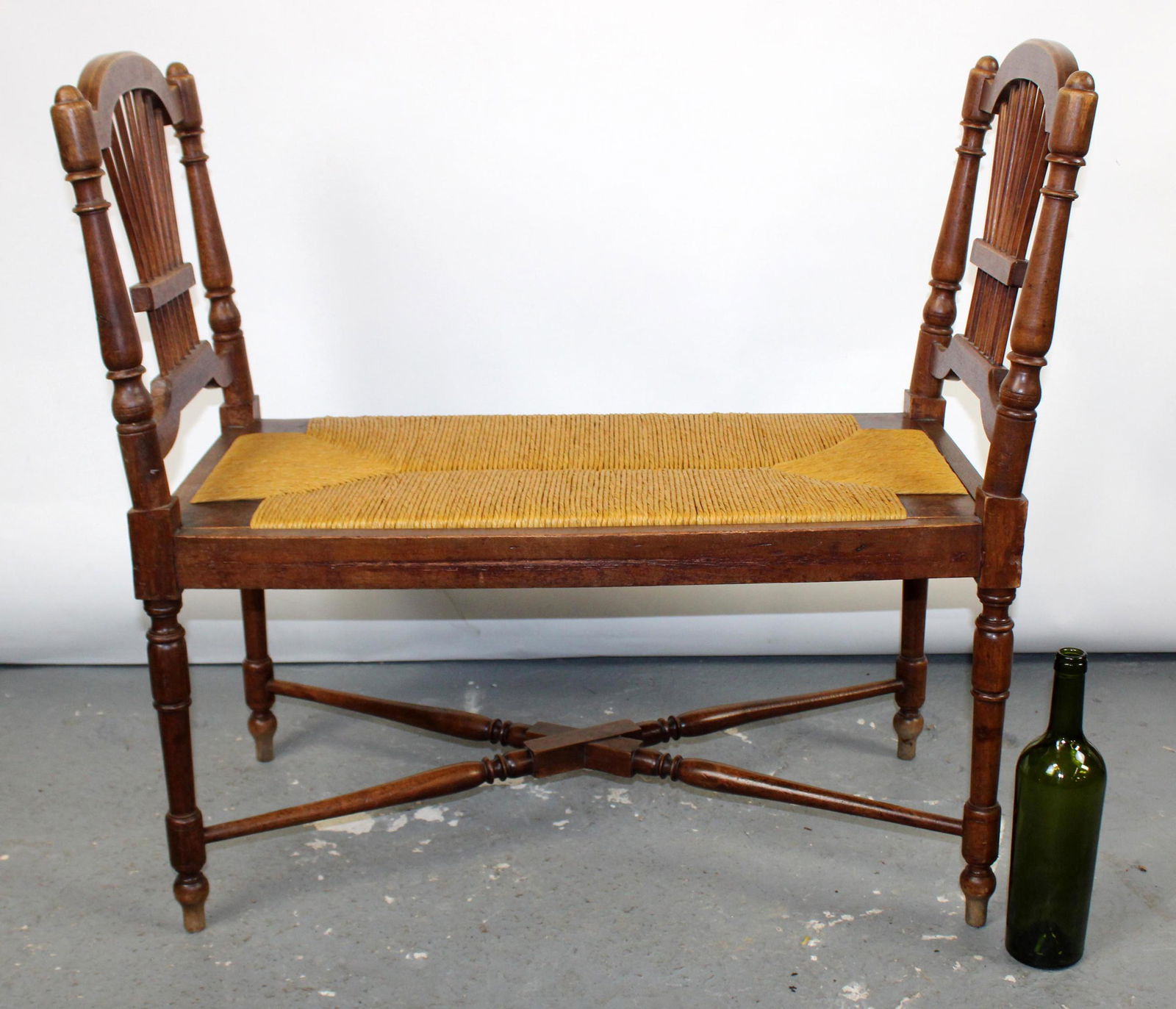 French Louis Philippe bench with wheat back sides and (1 of 7)