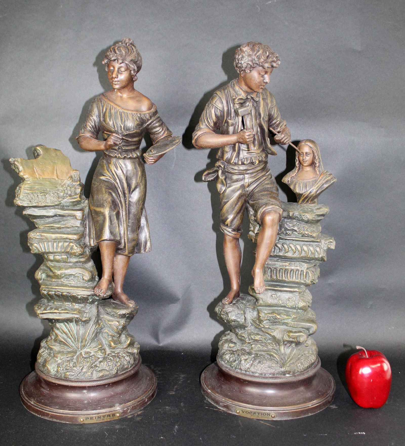 Pair of spelter figural statues marked Tremo (1 of 11)