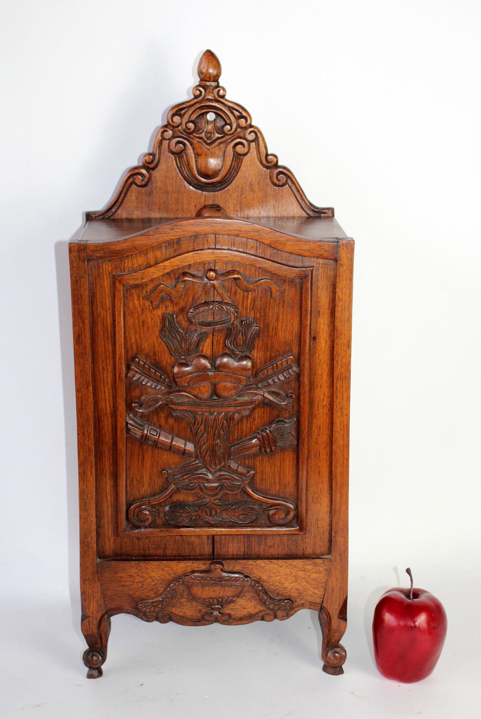 French Provincial carved walnut fariniere (flour box) (1 of 7)