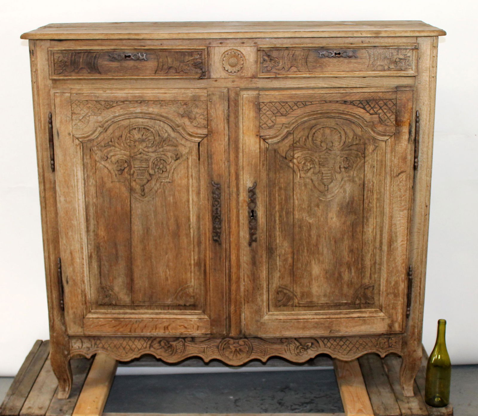 French Provincial bleached oak buffet bas (1 of 10)