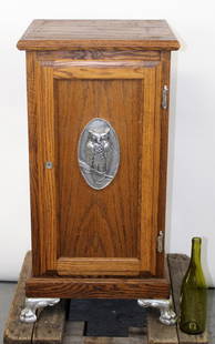 Oak Slot Machine Stand With Mills Owl