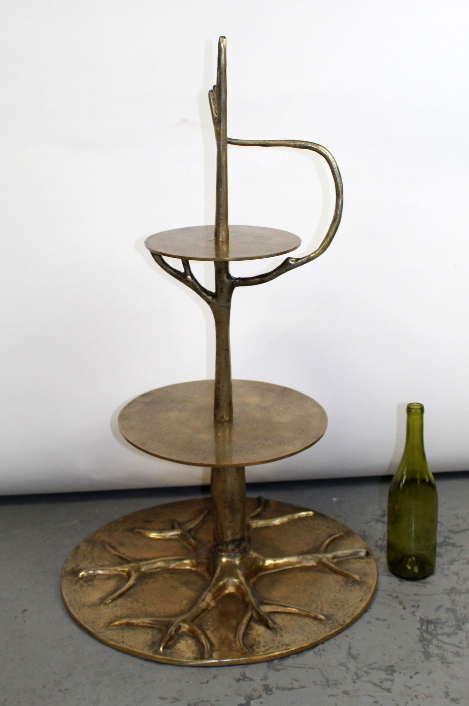 Naturalistic form bronze tiered side table (1 of 6)