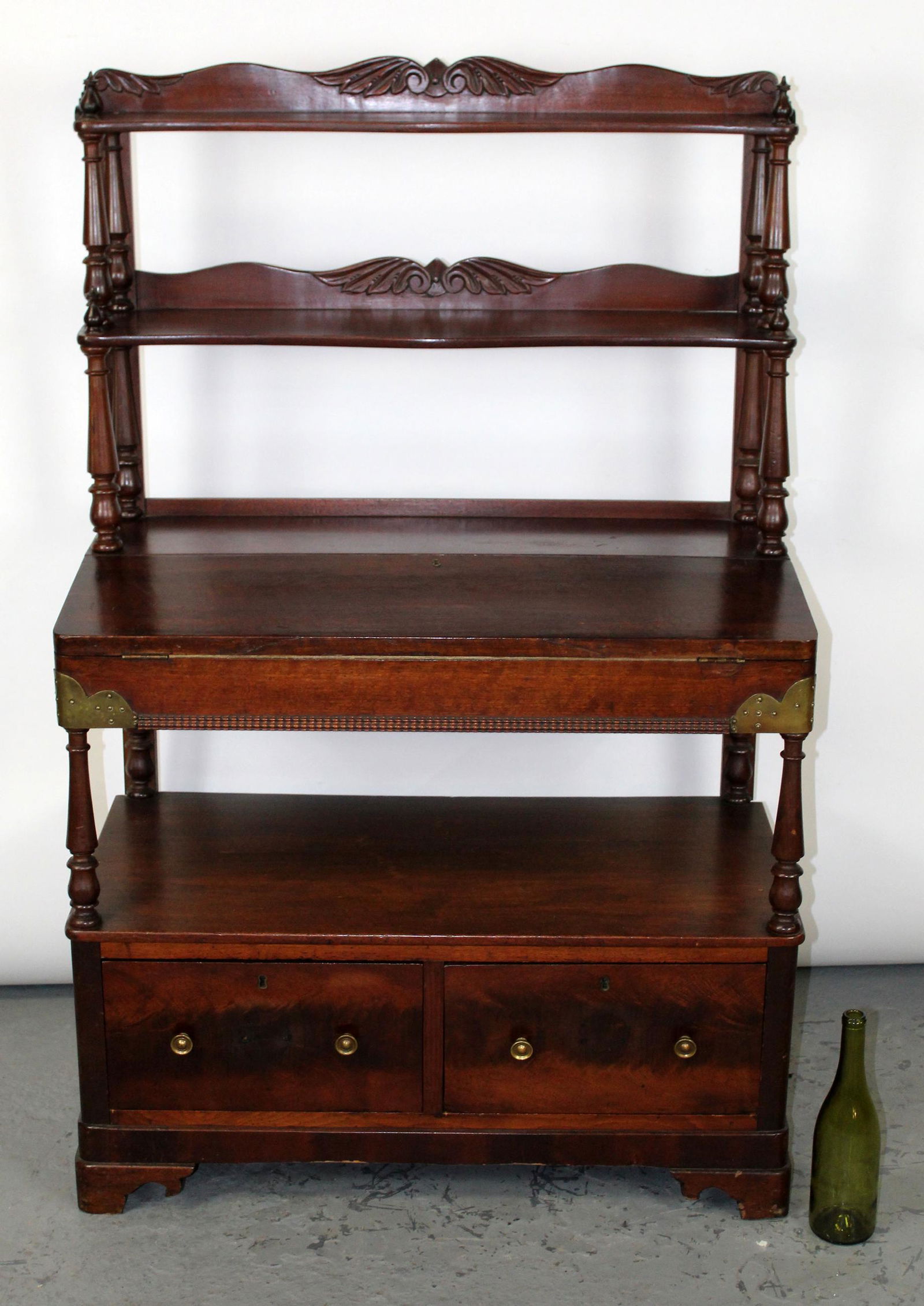 American mahogany fall front secretary with etagere (1 of 13)