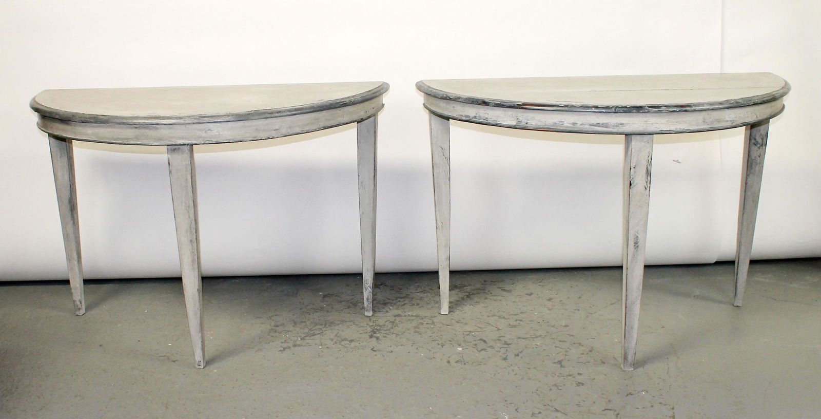 Pair of Italian painted demi lune console tables (1 of 8)