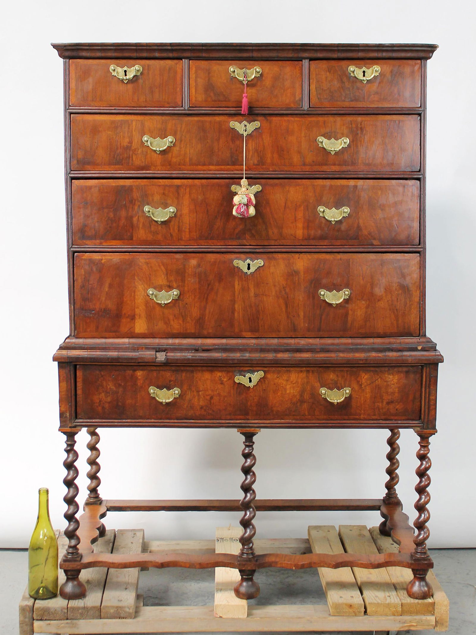 Antique William & Mary chest on barley twist legs (1 of 10)
