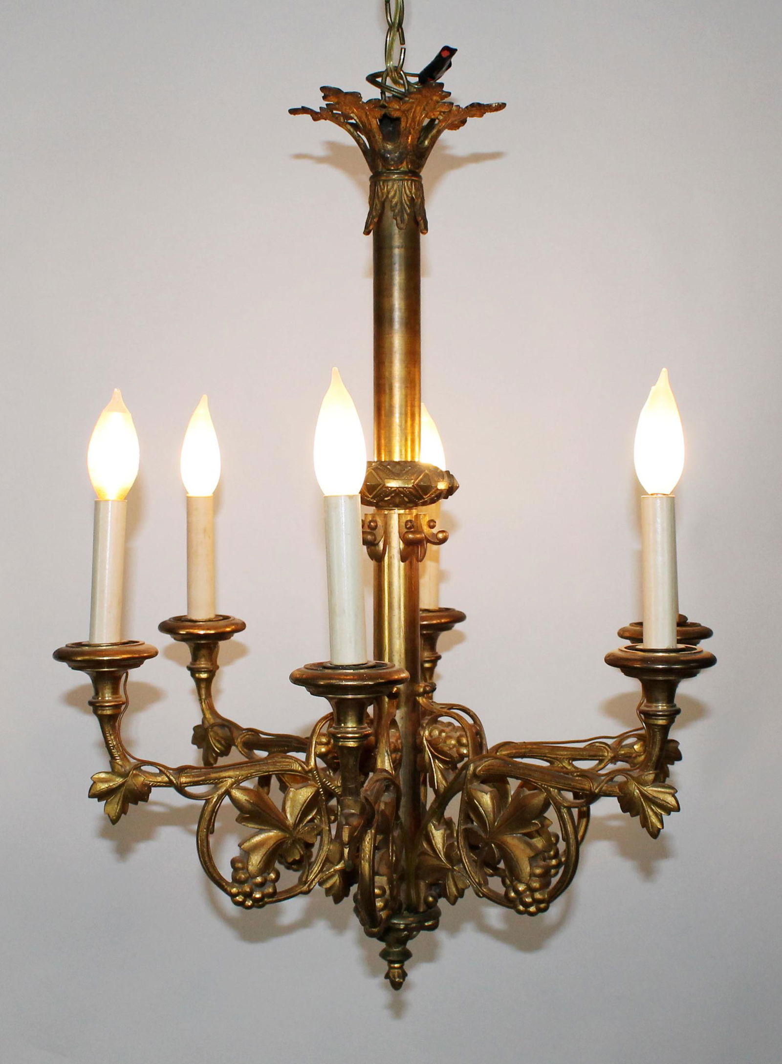 Antique gilt bronze 6-arm chandelier (1 of 8)