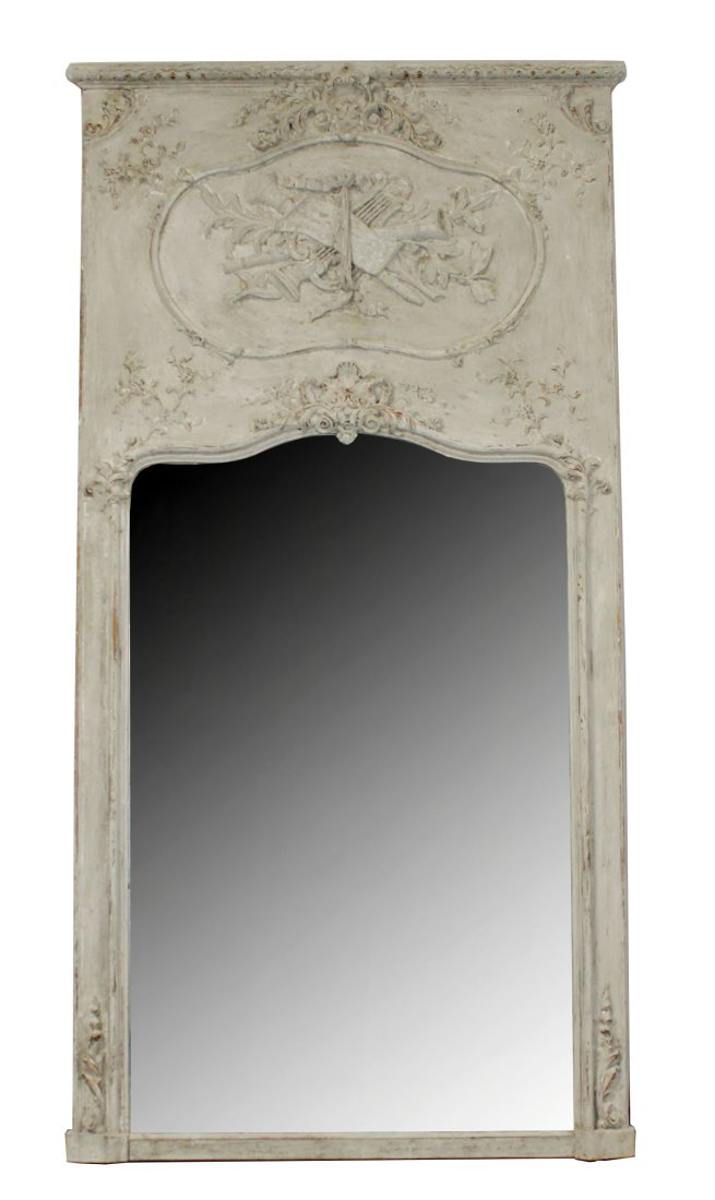 French Louis XV style painted trumeau mirror with musical attributes (1 of 8)
