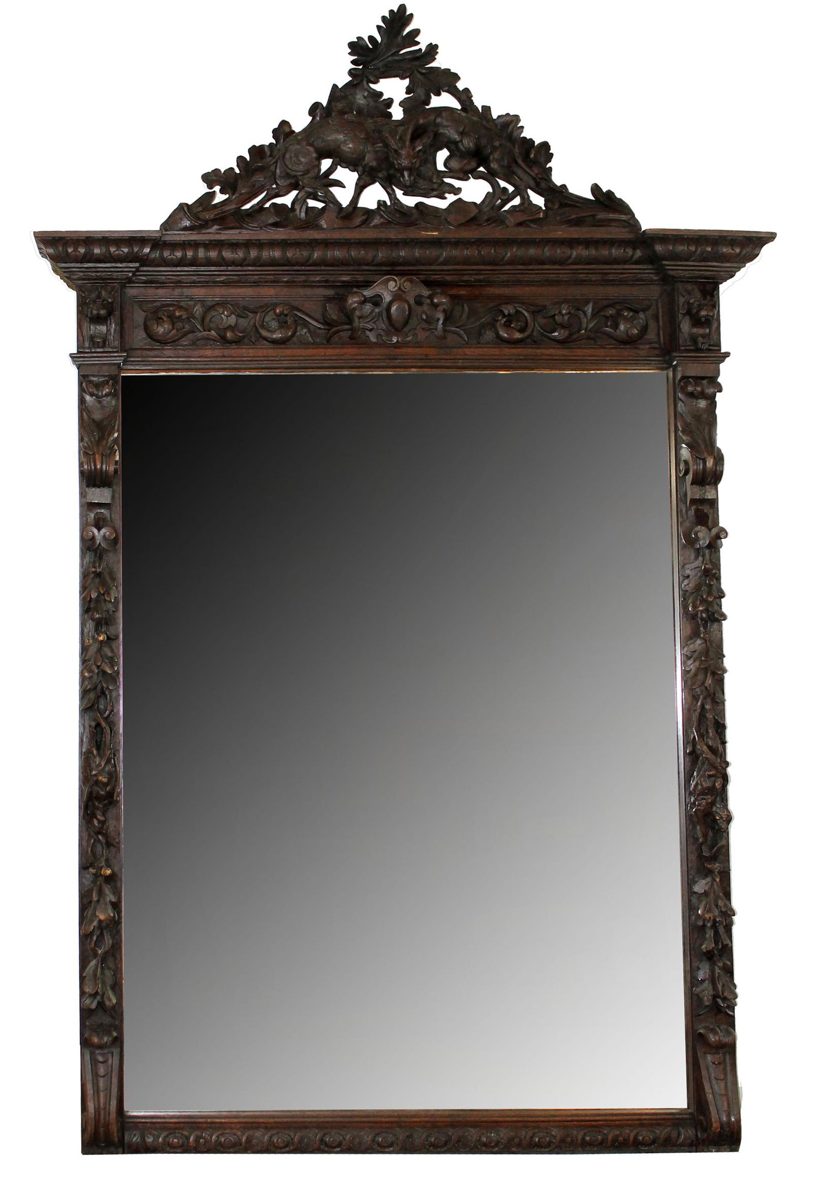 French Black Forest carved mirror with game (1 of 12)