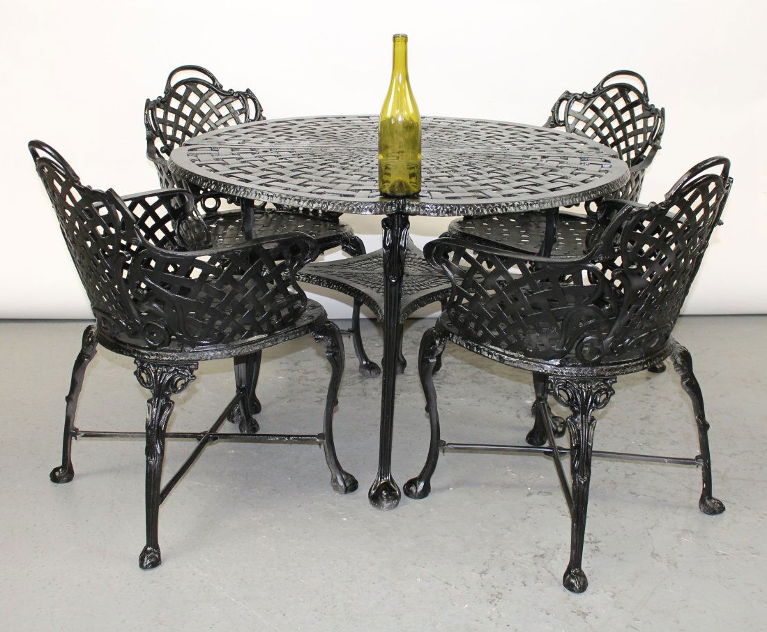 5 piece cast aluminum basket weave patio set (1 of 8)