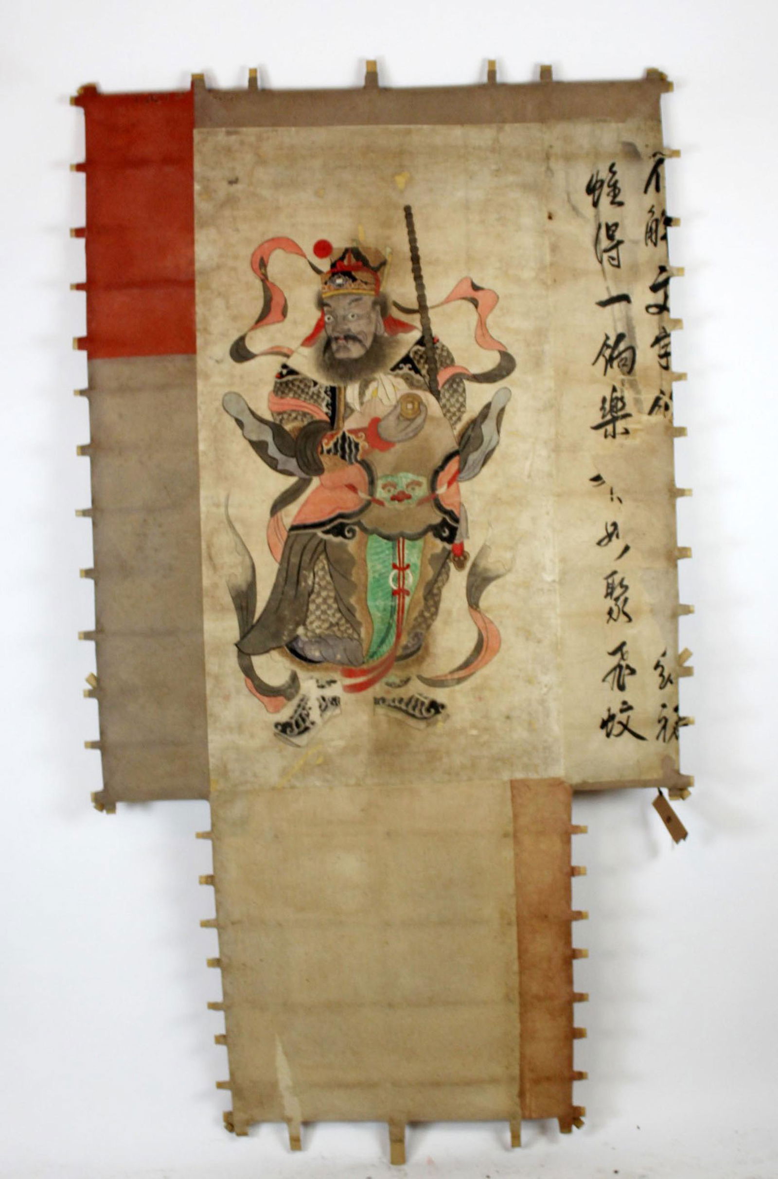 Michael Thompson hand painted Tang Emperor canvas and bamboo kite: Michael Thompson hand painted Tang Emperor canvas and bamboo kite. 87"h x 58"w