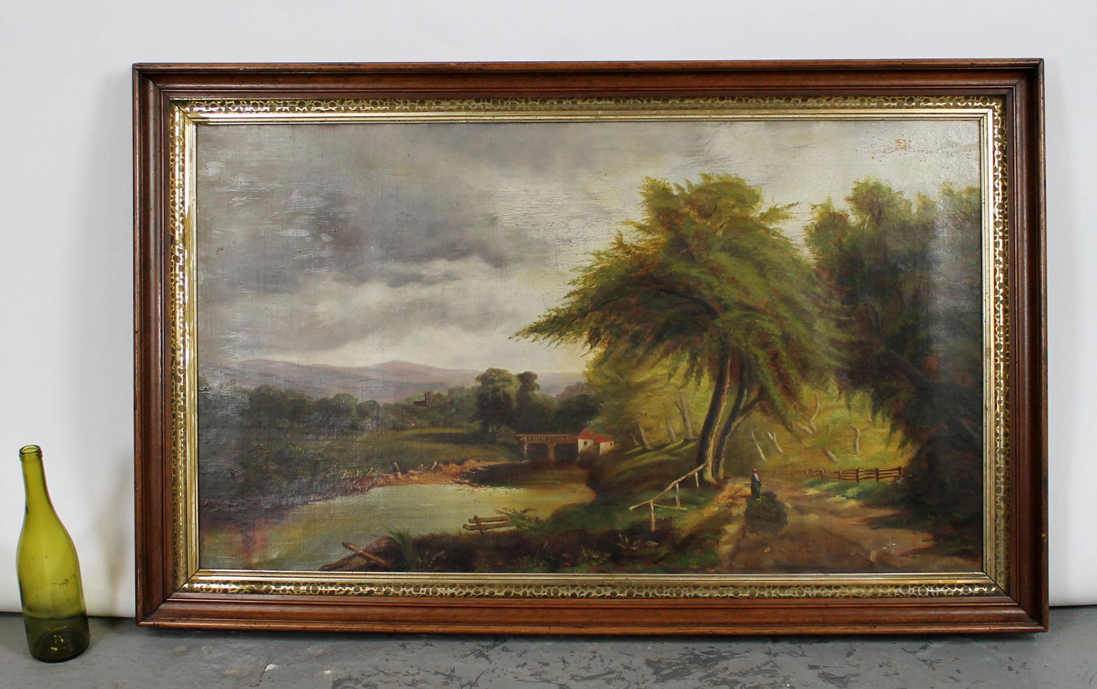 Antique oil on canvas landscape painting (1 of 5)