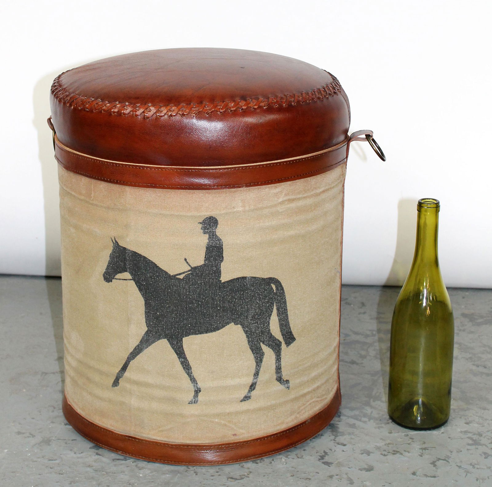 Equestrian silhouette canvas covered foot stool (1 of 6)