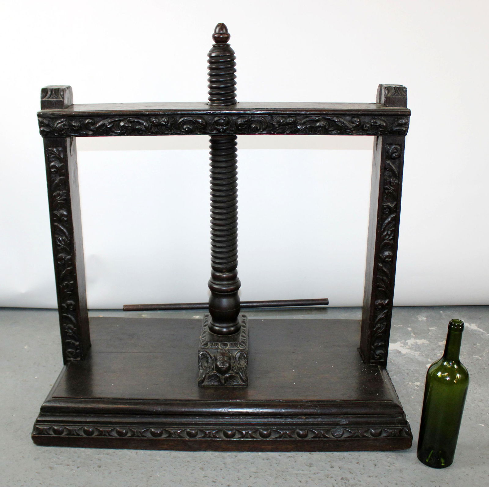 Antique French carved oak book press with cherub mask (1 of 10)