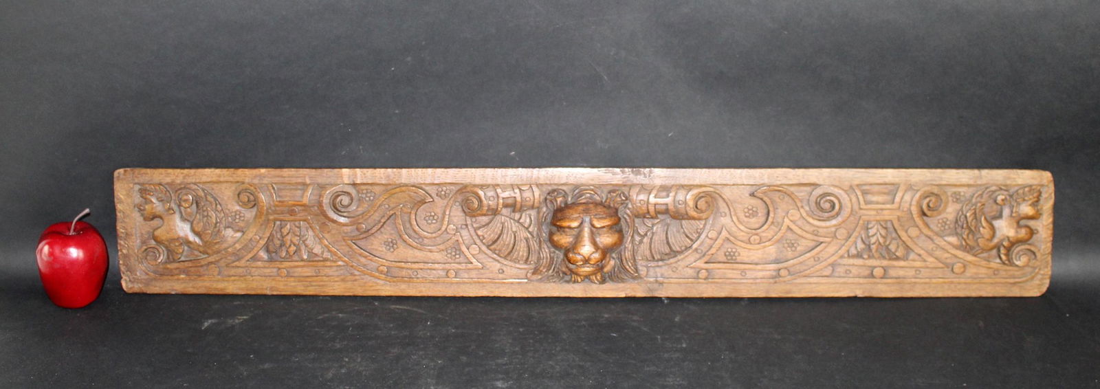 French carved oak architectural frieze with lion (1 of 6)