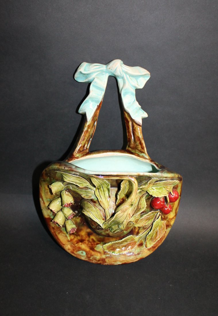 French Majolica wall pocket planter (1 of 12)