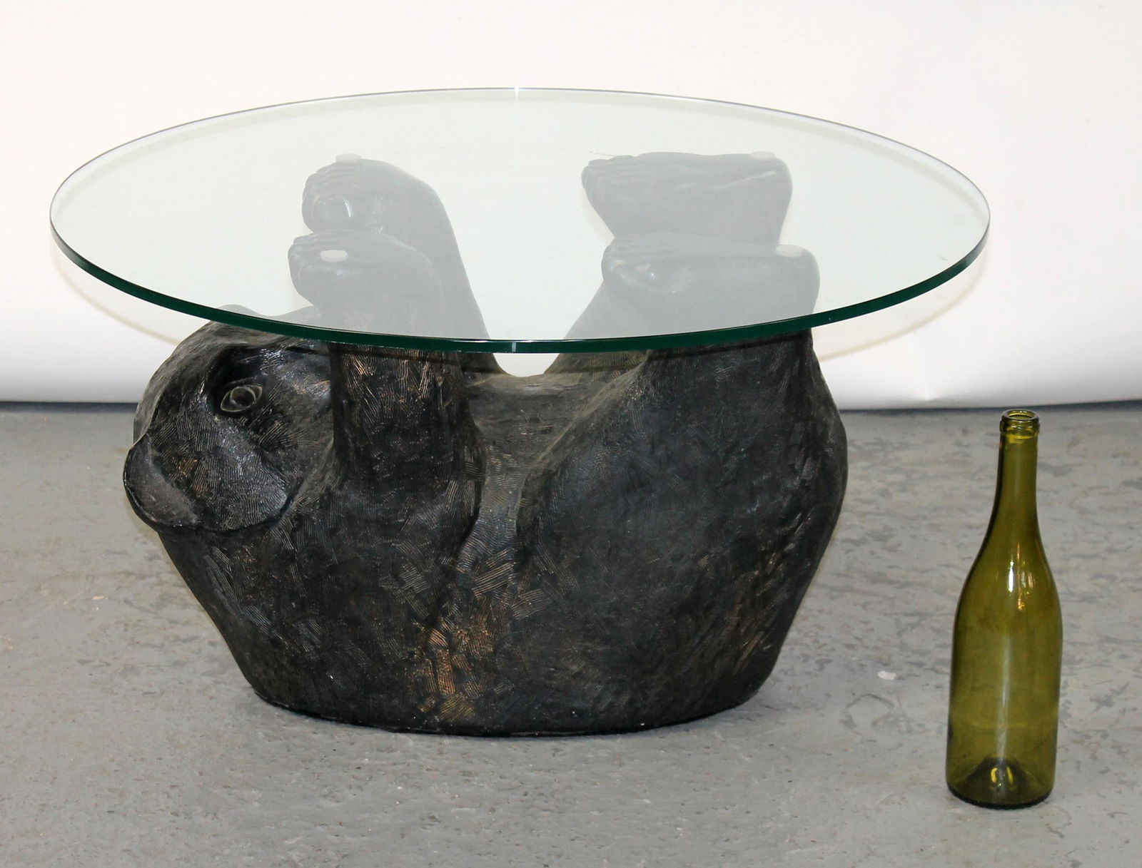 Cast bear cub glass top side table (1 of 6)