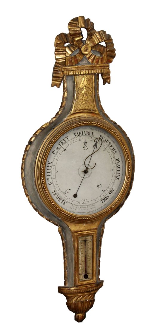 French Louis XVI painted & gold leaf barometer (1 of 11)